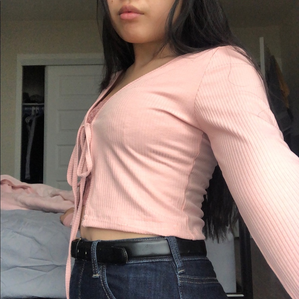 Shein Pink Front-Tie Cardigan - Picture 8 of 8